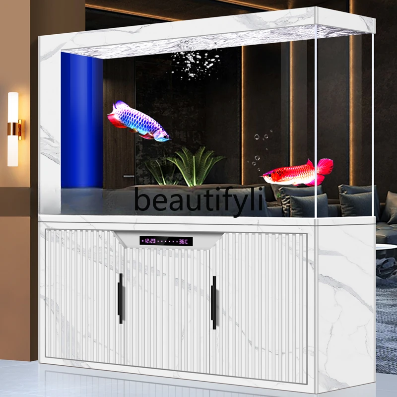 Умный аквариум перегородка с большим экраном в гостиной нижний фильтр аквариуме