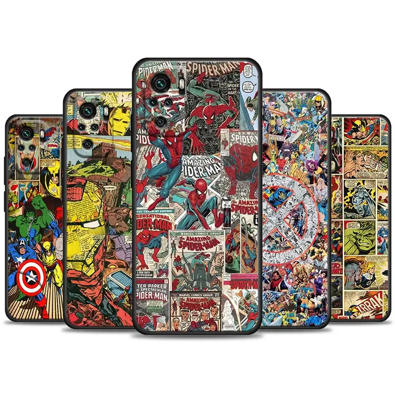 

Marvel Avengers Heros poster Comics Phone Case For Poco Redmi Note 8 Poco X4 X4 NFC M4 X3 F3 M3 Phone F1 GT Pro Black Cover Capa