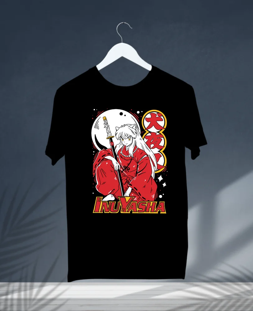 Рубашка Inuyasha Sesshomaru рубашка Red Moon Inu Yasha Аниме Черная футболка всех размеров