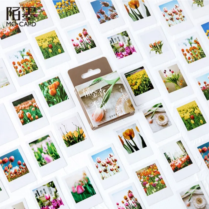 

46 Pcs/box Polaroid Style Tulip Sticker Creative Stationery Stickers Personalized Decoration Scrapbook Diary DIY Mobile Phone