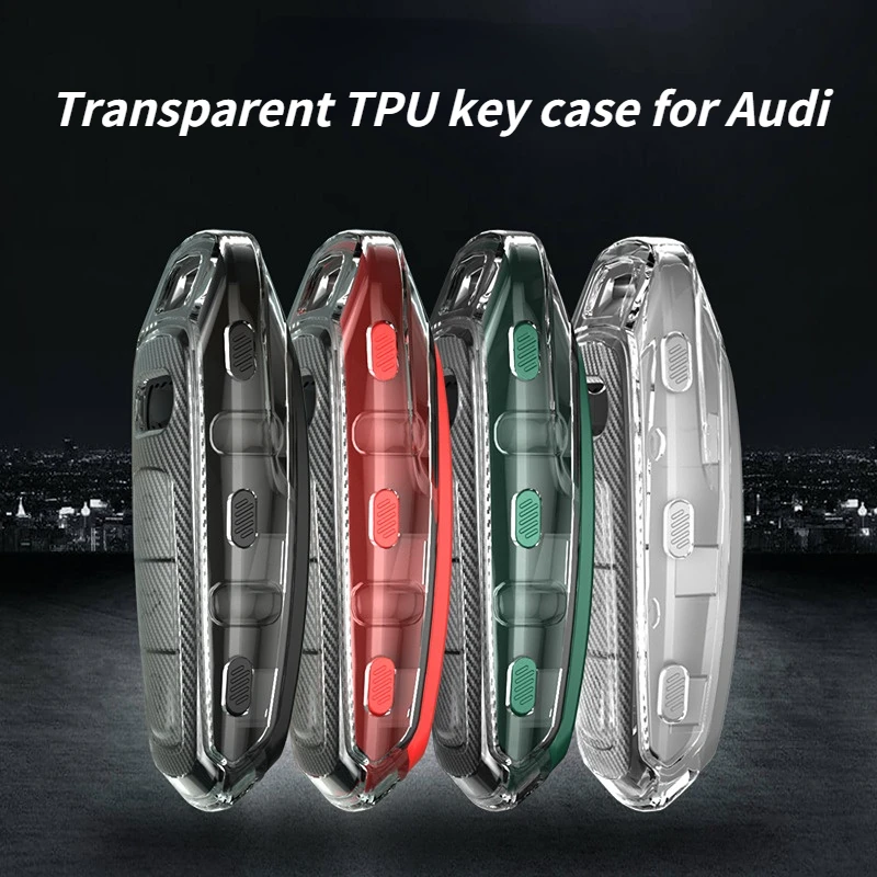 

Transparent TPU Car Remote Key Fob Cover Case Bag Holder Shell Protector for Audi A6 A7 A8 E-tron Q5 Q8 C8 D5 Keyless Keychains