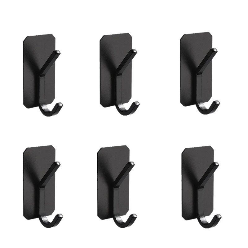 

6Pcs Self Adhesive Hooks Heavy Duty Metal Hooks Wall Hangers Clothing Hat For Hanging Bedroom Bathroom Kitchen