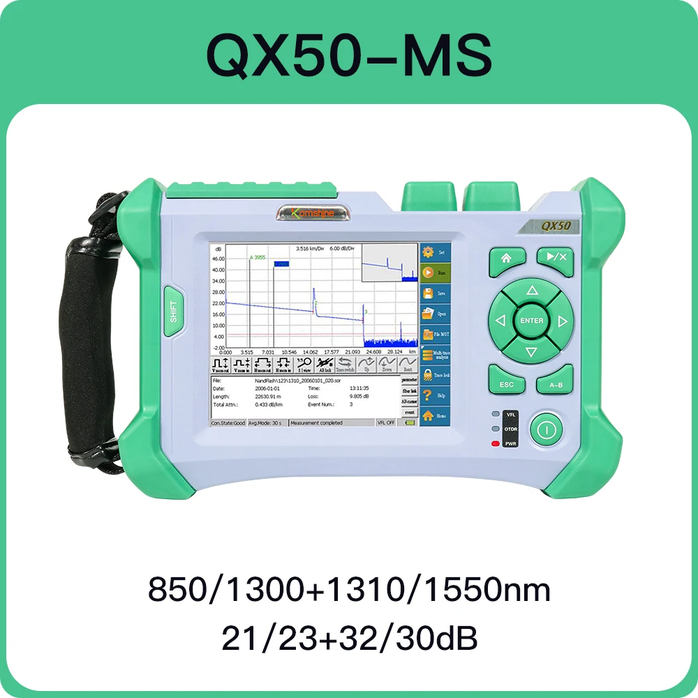 Komshine QX50-MS одномодовый и многомодовый 850/1300/1310 нм SM &amp MM OTDR тест 120 км может пройти