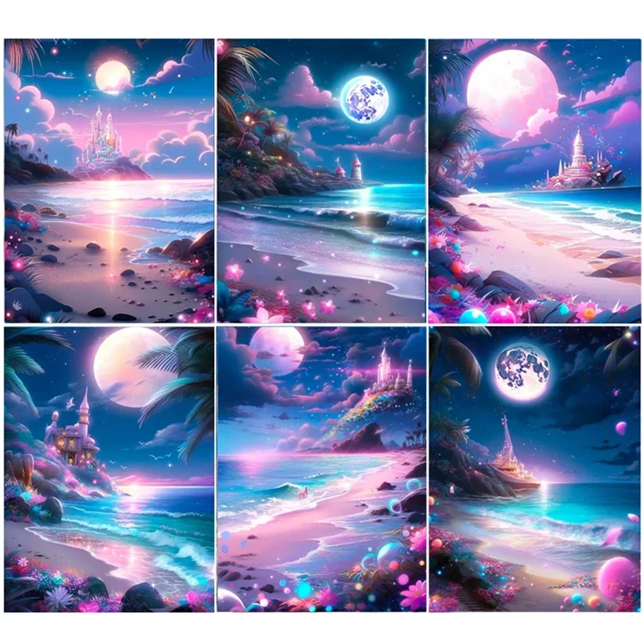 Пейзаж алмазная живопись по номерам вышивка крестиком вид на море