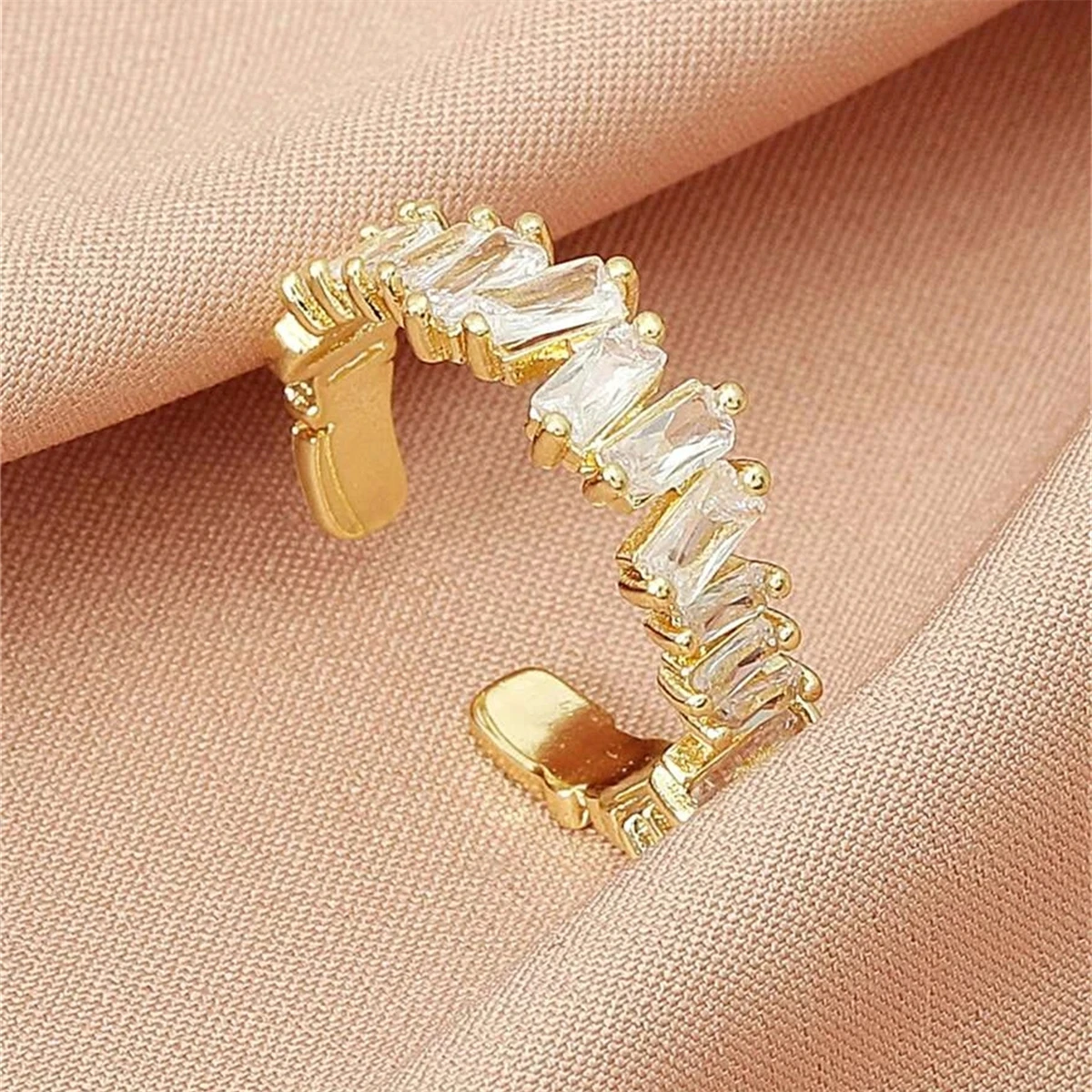 

Luxury Open Irregularly Rings Women High Quality Zircon Ring Wedding Band Party Jewelry Accessories Gift