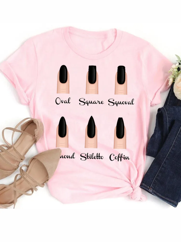

Новинка 2023, женская футболка с персонализированным принтом ногтей, веселая летняя футболка с коротким рукавом