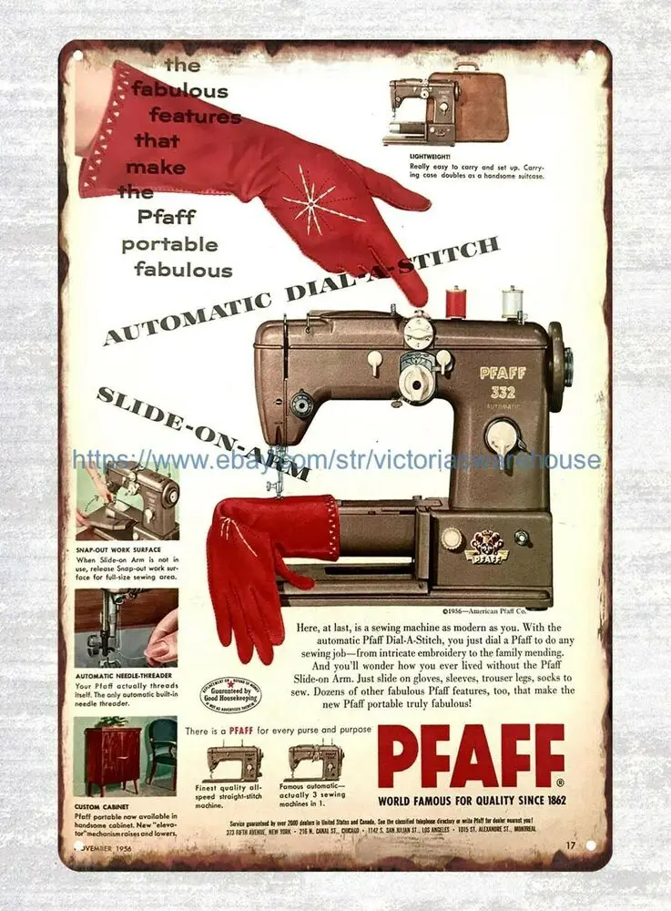 

Внутренний настенный Декор Pfaff швейная машина ad 1956 жестяной знак