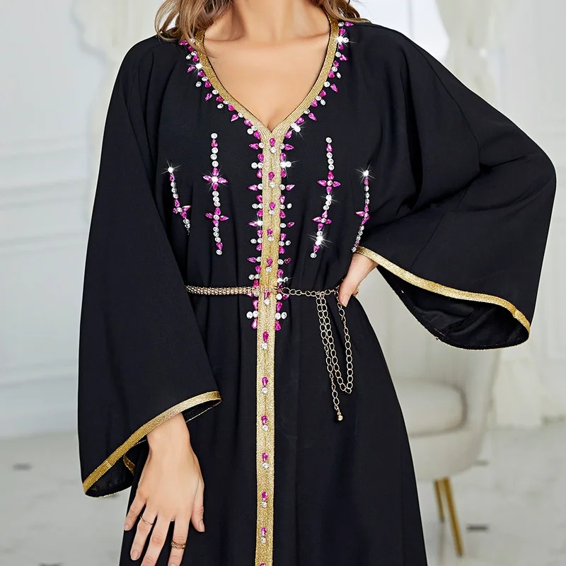 Ramadan Eid Satin Abaya Dubai Turkey Islam Muslim Long Arabic Dress Abayas for Women Caftan Marocain De Soiree Femme Musulmane