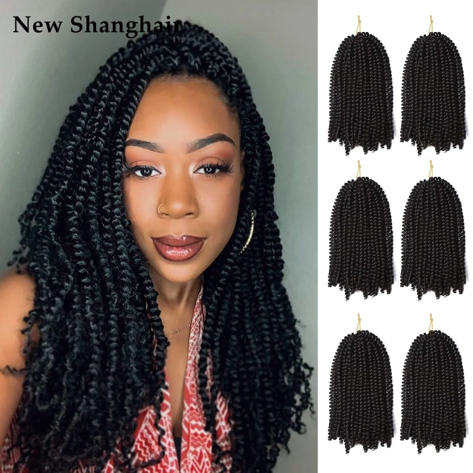 

Spring Twist Hair 8 inches Fluffy Passion Spring Twist Crochet Braiding Hair Bomb Twist Synthetic Fiber Hair Extensions NS33