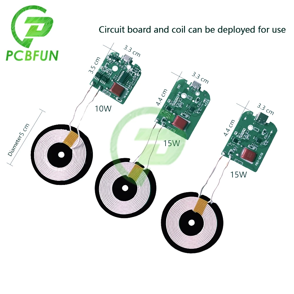 TYPE-C MICRO-USB 5V 9V 5W-10W 15W Wireless Charger Module Transmitter PCBA Circuit Board Coil Qi Standard Wireless Charging