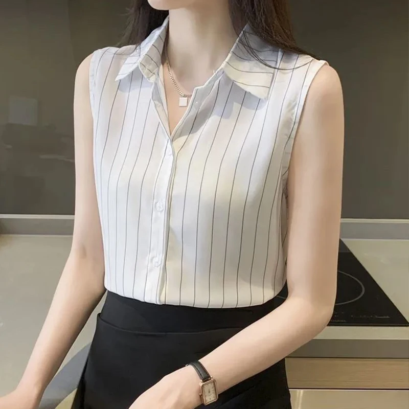Женская рубашка в полоску Повседневная модная элегантная Корейском стиле без
