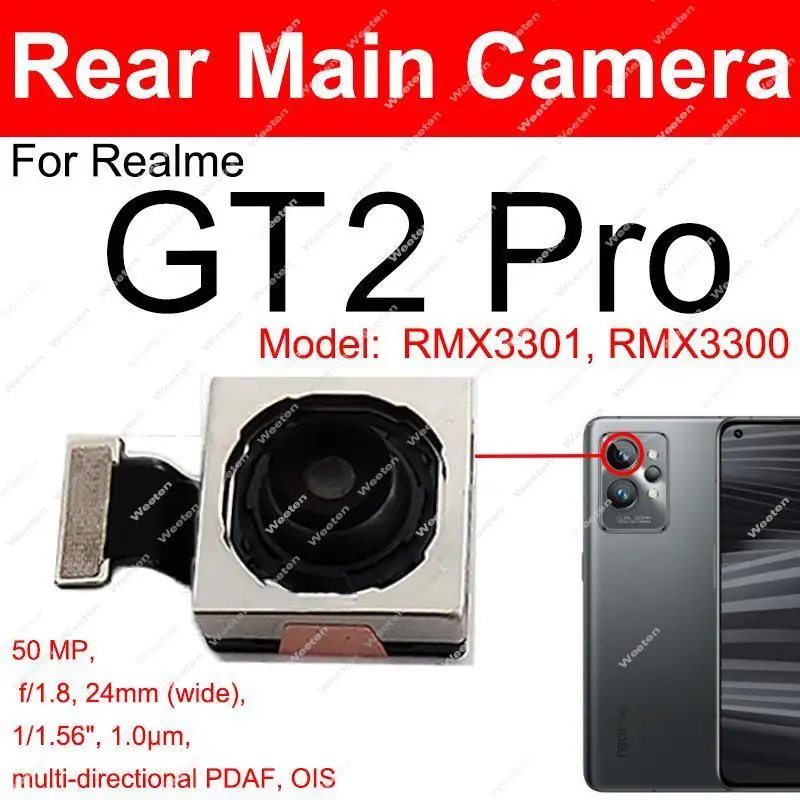 Фото Модуль камеры для Realme GT 2 Pro, задняя/передняя селфи-камера, шлейф, запчасти для ремонта №1