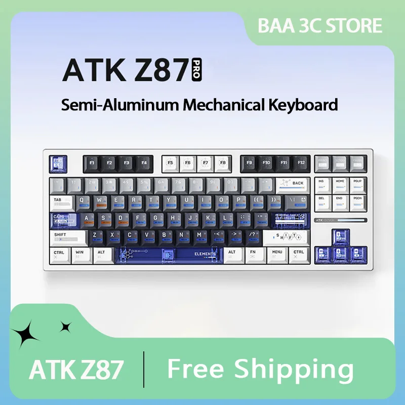 Новая полуалюминиевая механическая клавиатура ATK Z87 трехрежимная игровая RGB Full Bond