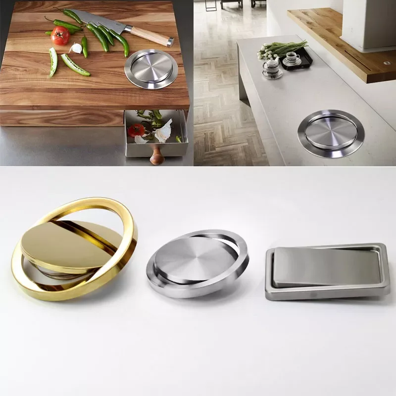 

NEW Stainless Steel Flap Flush Recessed Built-in Balance Swing Flap Lid Cover Trash Bin Garbage Can Kitchen Counter Top