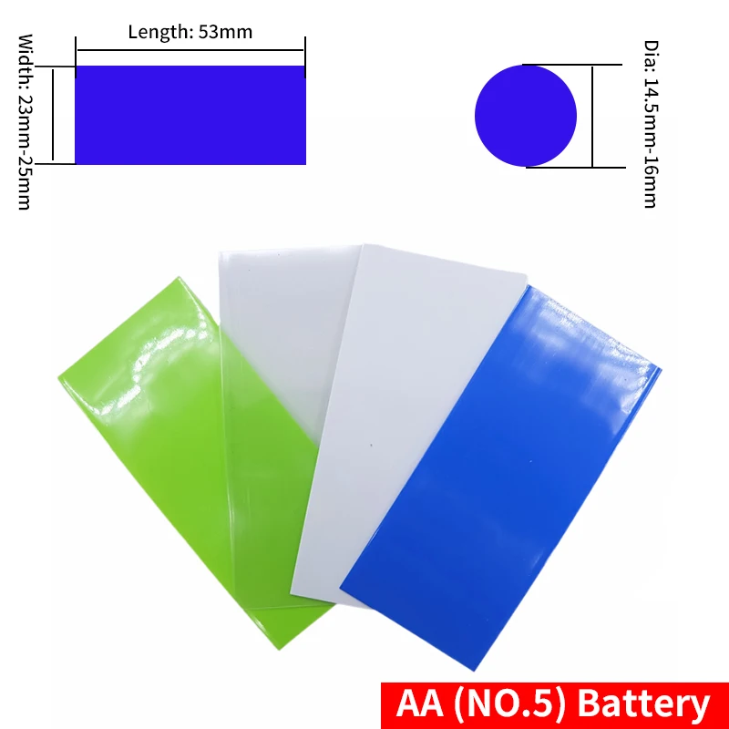 Фото 20/50/100 шт. термоусадочная трубка из ПВХ 18650/21700/26650/AA Lipo Battery Wrap Предварительно вырезанная изолированная пленка Крышка Lipo Battery Sleeve Case №2