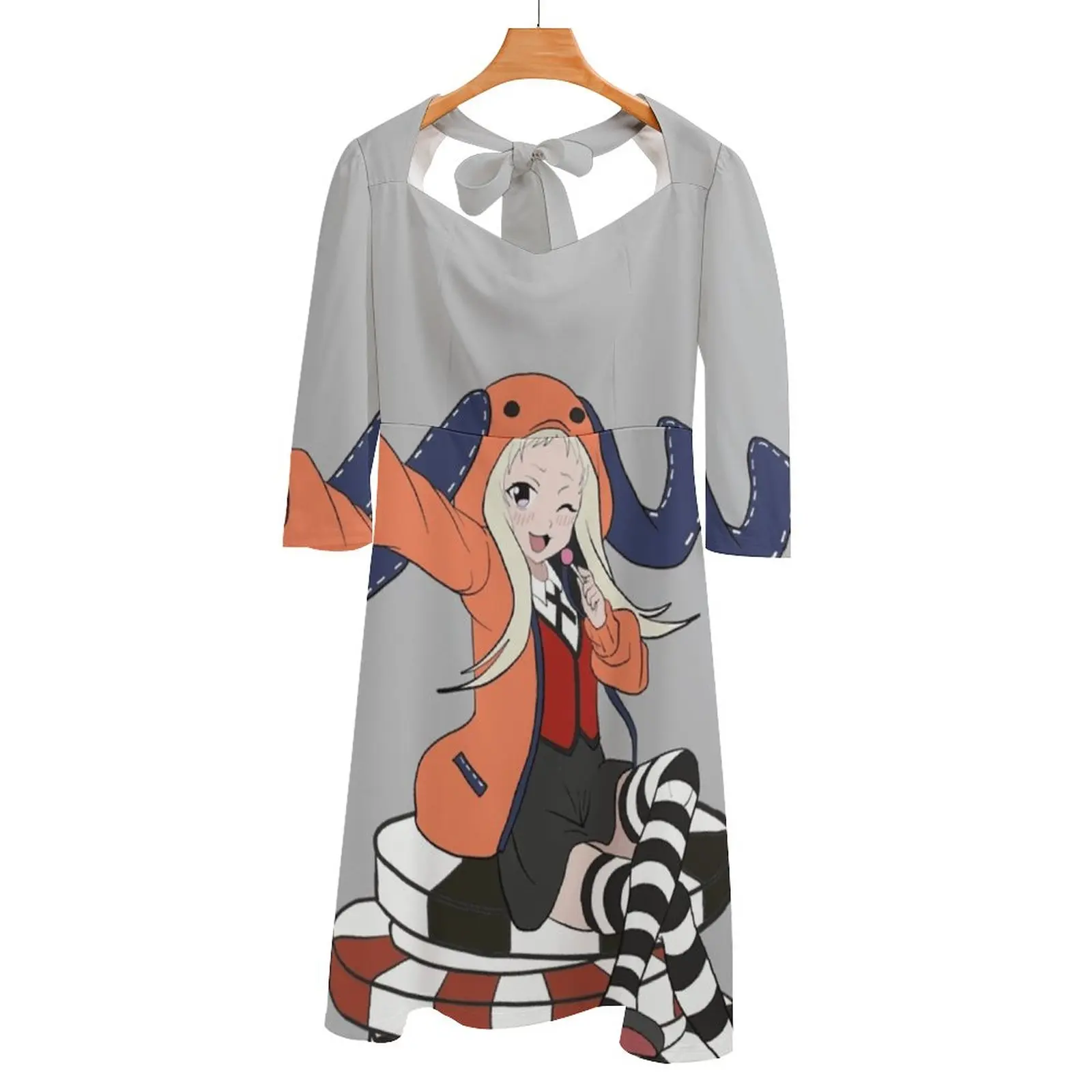 

Runa Yomozuki Back Lacing Backless Dress Square Neck Dress Sweet Elegant Dress Runa Yomozuki Anime Animesticker Cartoon Kawaii