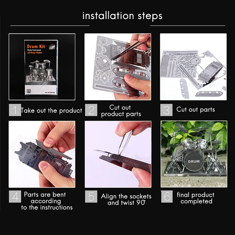 

3D Metal Assembly Kit Model DIY Building Blocks Drum Decoration Teenage Educational Toys Children's Birthday Gift Toy A
