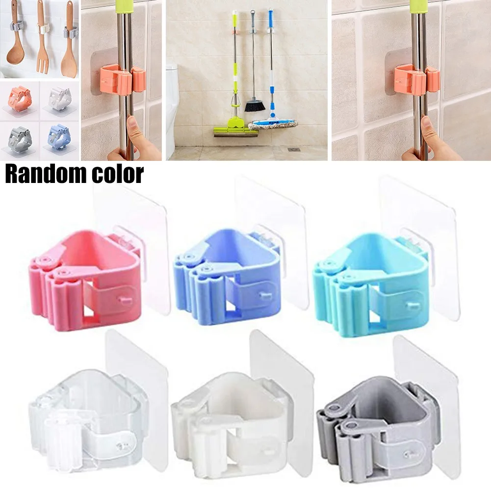 

Mop Umbrella Stand Kitchen Broom Kitchenware Holder Bathroom Wall Sticker Mop Hook With No Trace Glue Broom Kitchen Tools