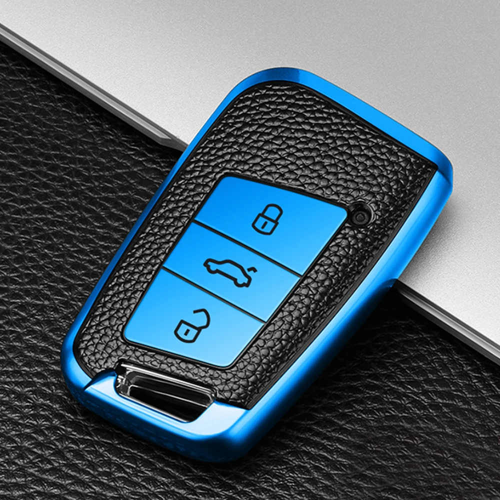 

ТПУ кожаный чехол для автомобильного ключа чехол для VW Volkswagen Magotan Passat B8 Skoda Superb Kodiaq A7 защитный чехол для ключа