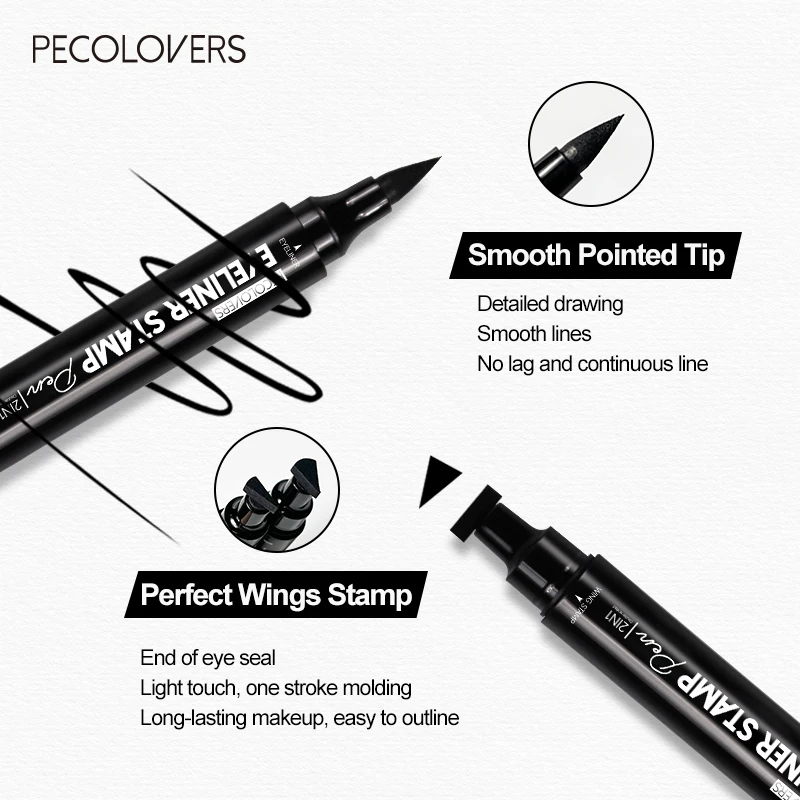 Двухсторонняя жидкая подводка для глаз карандаш 2 в 1 водонепроницаемая печать