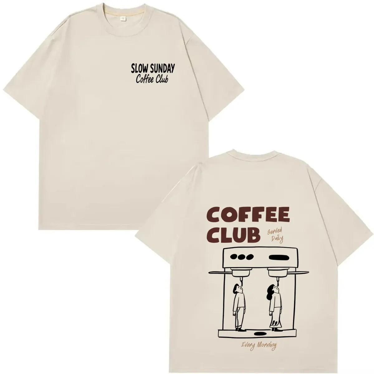 Фото Футболка Slow Sunday Coffee Club для мужчин и женщин, модная футболка с графическим рисунком, классические хлопковые футболки унисекс в стиле хип-хоп, уличная одежда для подростков №2