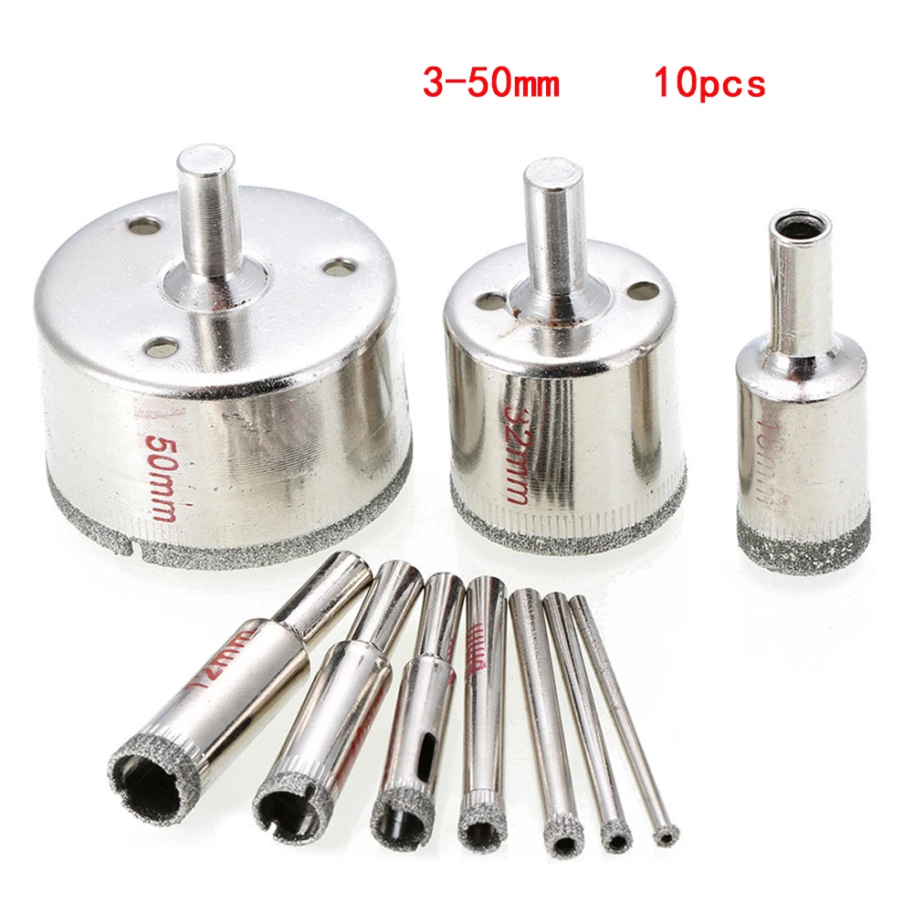 

Drill Accessories Easy Replacement Drill Bit Tool Set Nickel Plated Wood Working Marble Tile Kit Grass Diamond Tool 3-50mm