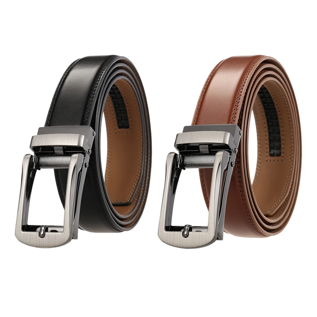 

Men Split Leather Waist Belt Casual Ratchet Belts Daily Wear Business Travel Strap for Jeans Pants Trousers Coffee