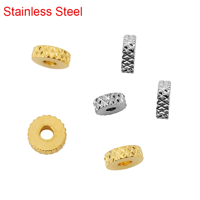

30pcs Stainless Steel Beads 5mm 6mm Gold Color Loose Big Large Hole Spacer Beads For Bracelet Necklace Jewelry Making Findings