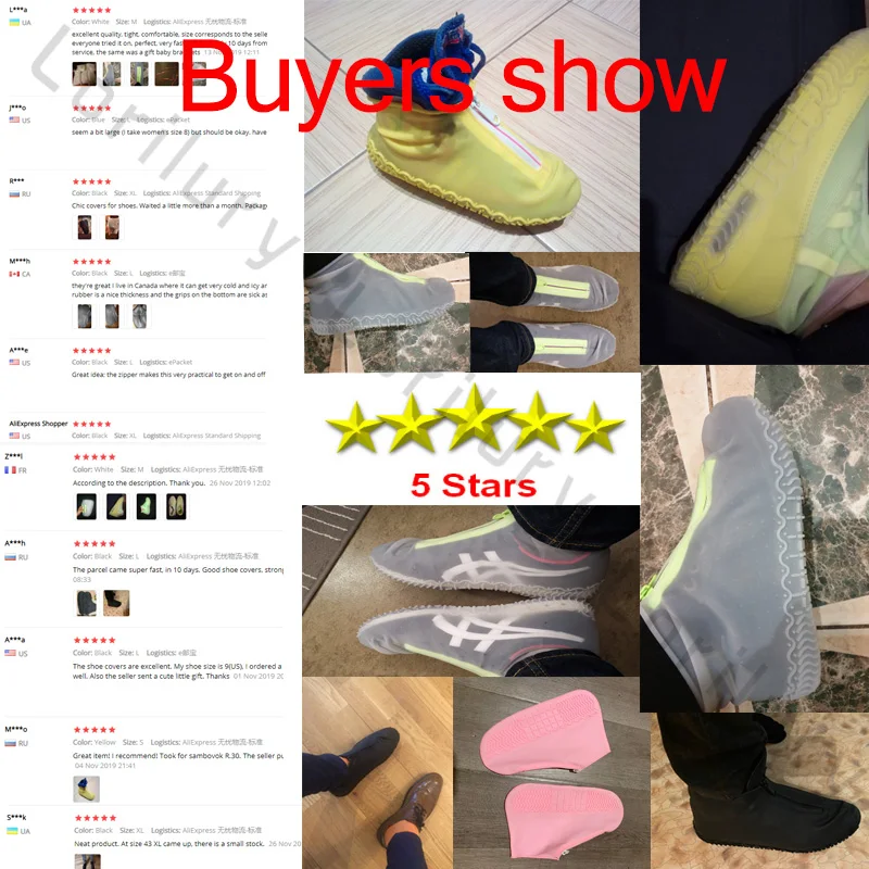 Waterproof  Shoe Covers Reusable Foldable Not-Slip Raining Shoes Zipper Cycling Outdoor Women Kids Shoes Covers  Garden Travel