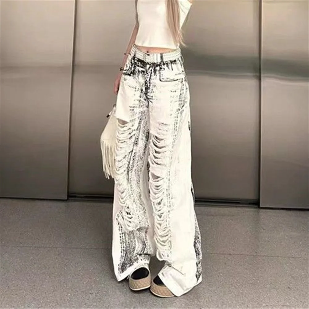 Женские брюки в стиле ретро American street vibe свободные прямые пол