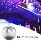 Вращающийся стеклянный зеркальный диско-шар, праздничное освещение, подвесное стекло, зеркальный блестящий шар, декоративная лампа для диджея, свадьбы, сцены вечерние НКИ, 8 дюймов