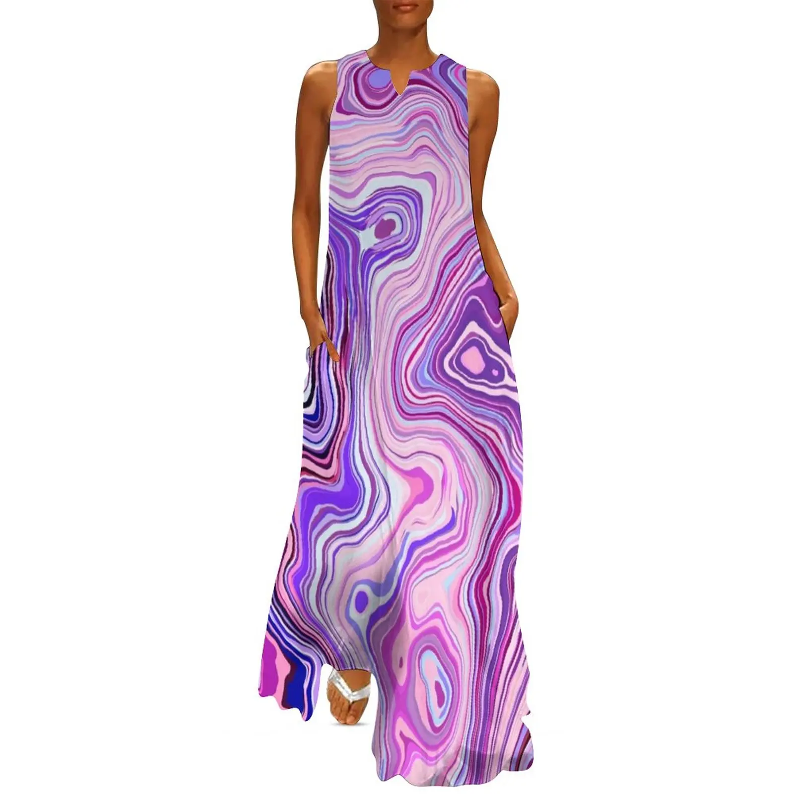 

Colorful Paint Splatter Dress Marble Swirls Print Party Maxi Dress Aesthetic Boho Beach Long Dresses V Neck Vestido Big Size 5XL