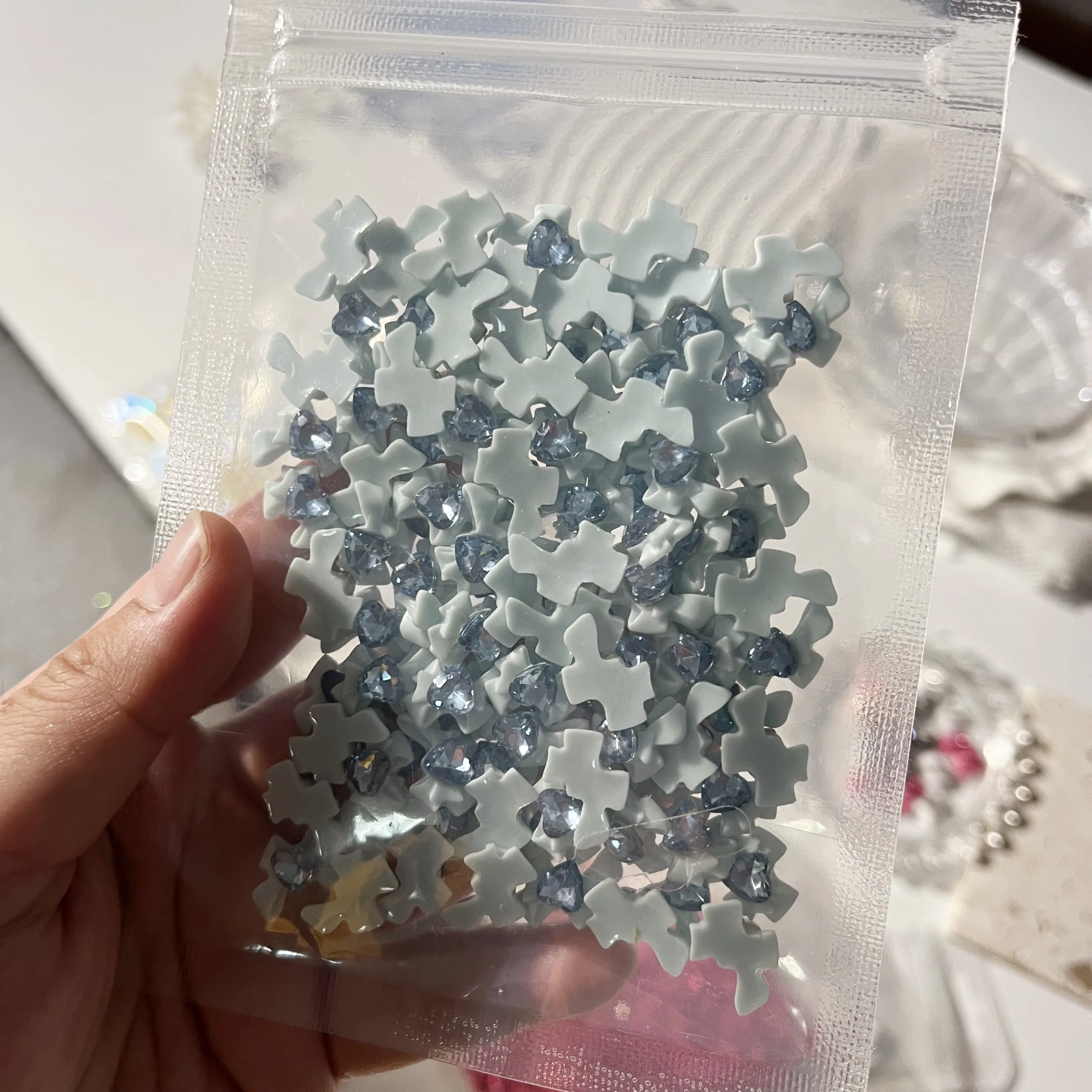 

10pcs 3D Bowknot Nail Decoration (With Heart Rhinestone) Pink White Ribbon Bow Charms Kawaii Jewelry Manicure Design Accessories