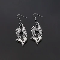 style wings devils heart earrings silver plated huggie hoops dangle witchy jewelry pagan wiccan tarot gothic emo women gift