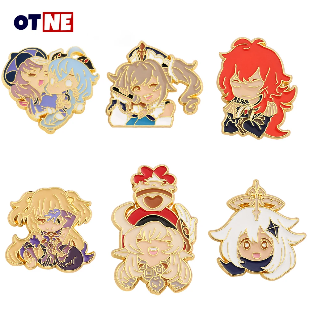 

Genshin Impact Anime Enamel Lapel Pins Brooches Cartoon Fashion Badges For Backpack Anime Figure Cute Women Brooches