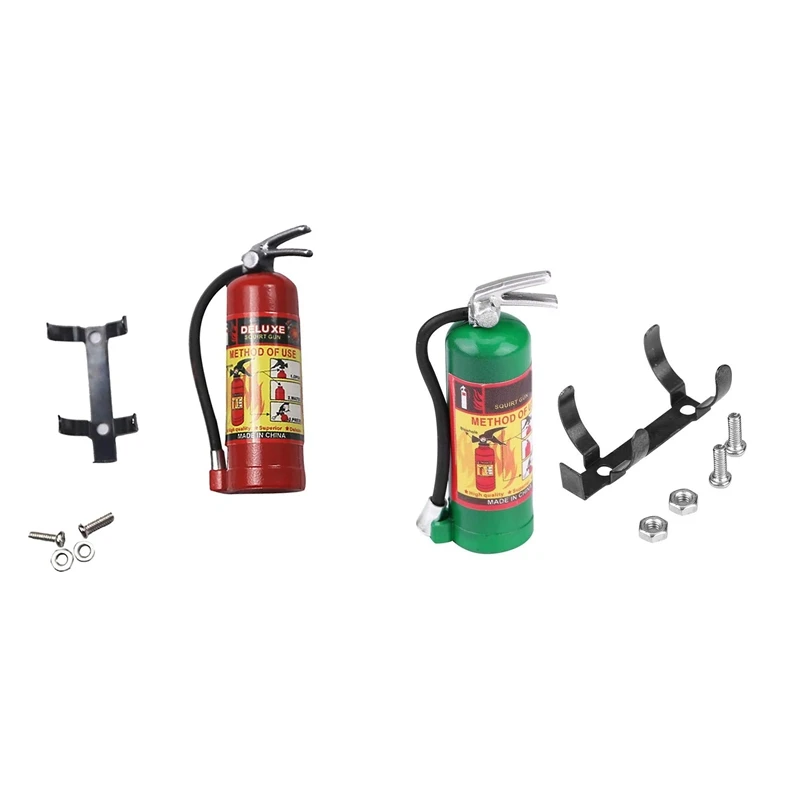 

2 Set RC Decoration Metal Fire Extinguisher For 1/10 RC Crawler Axial SCX10 90046 Traxxas TRX4 Tamiya D90, Red & Green