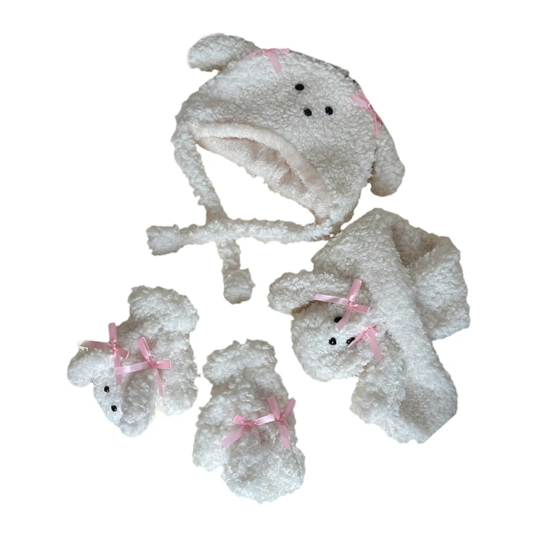 Унисекс плюшевый шарф для собаки с бантом варежки шапка комплект зимней одежды