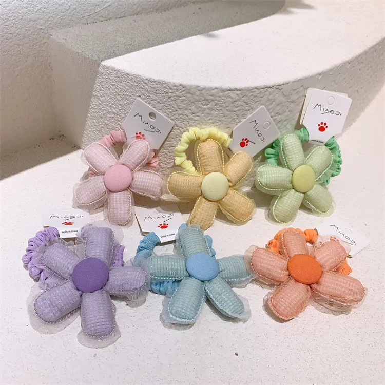 

Korean Children's Mesh Flower Hair Rope Sweet Girl Small Hair Ring Leather Sleeve Ponytail Rubber Band Head Elastic Hair Bands
