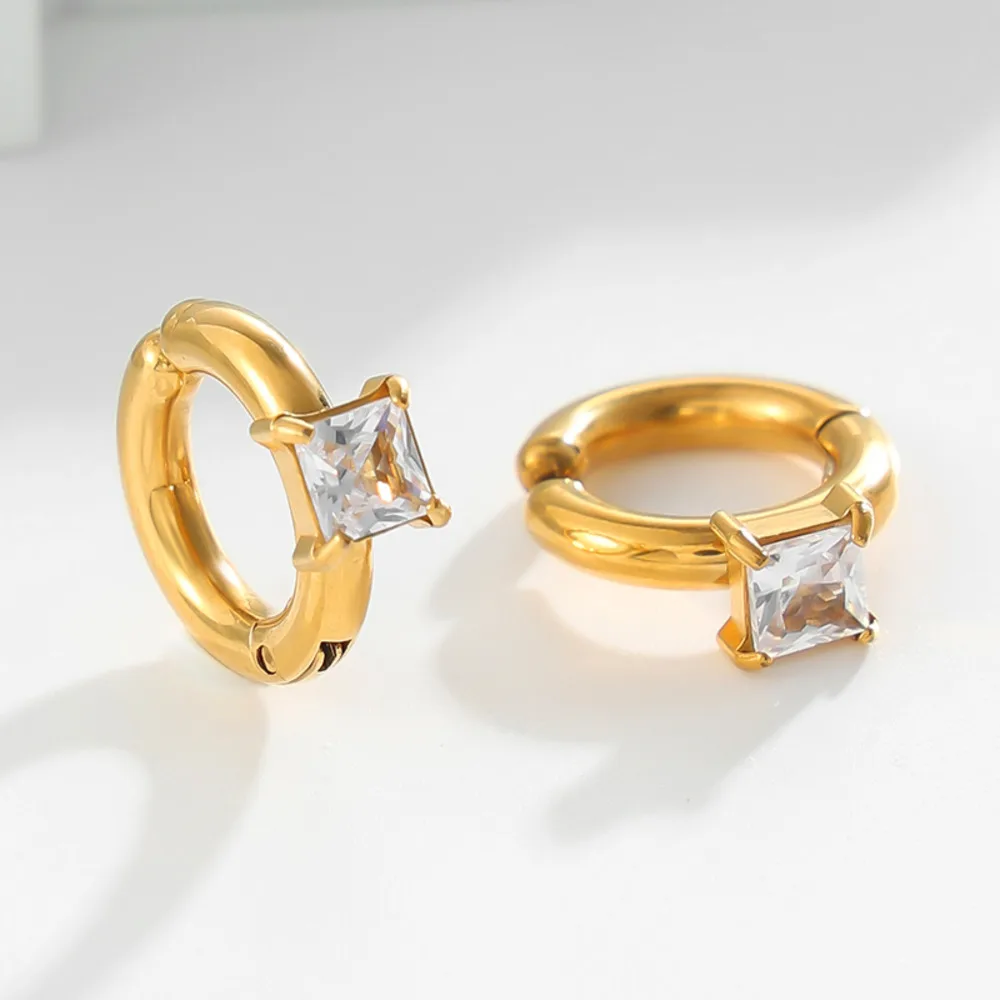 Серьги-клипсы PuRui Elegant из нержавеющей стали с 18-каратным золотым покрытием для женщин, простые, с кубическим цирконием, С-образной формы, без прокола. (art.: 3920dd171f5c4) - 3920dd171f5c4