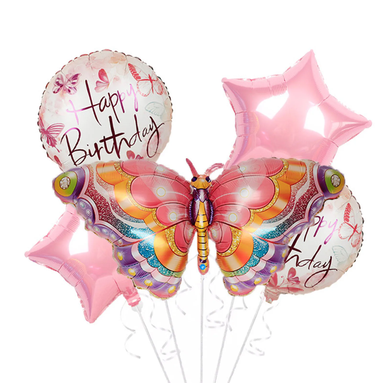 

5pcs Festival Foil Balloons Birthday Party Baby Shower Girl Kids Cute Pink Butterfly Wedding Colorful Easy To Use Exquisite