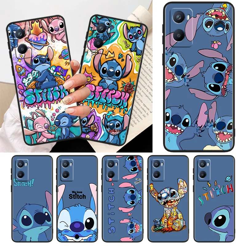 

Cute Stitch Anime Phone Case For OPPO A56S A55 A54S A53S A52 A33 A32 A31 A16S A16 A12 A11S A9 A5 2020 Black Cover