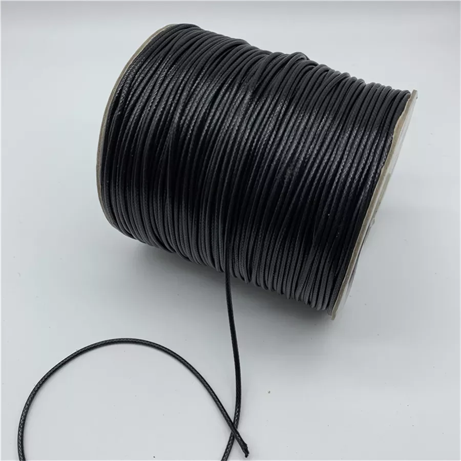 0.8mm 1mm 1.5mm 2mm Black Waxed Cotton Cord Waxed Thread Cord String Strap Necklace Rope For Jewelry Making