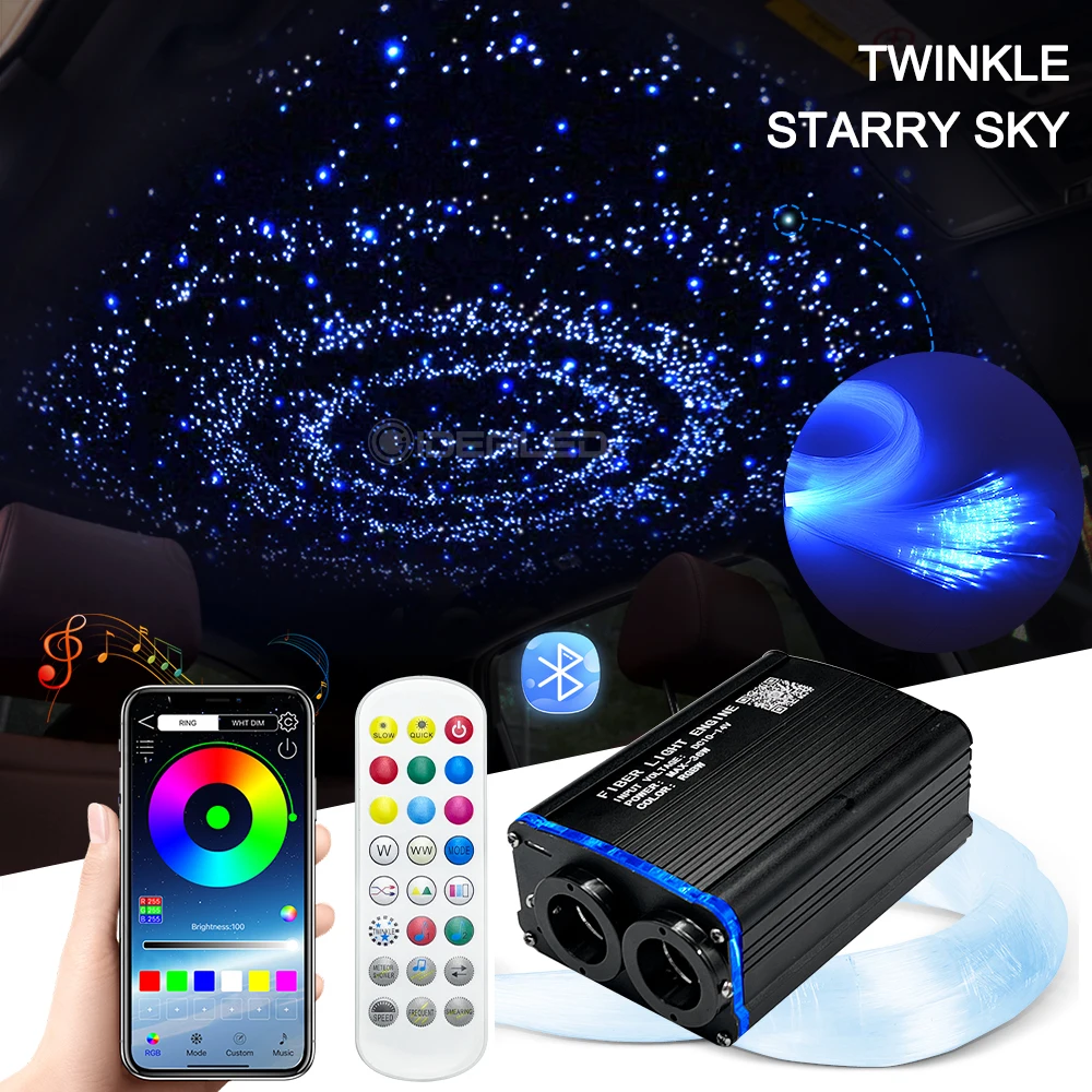 LED Fiber Optic Engine PRO Smart RGBW Double Head Light Source with Bluetooth APP & Music Control  for Car Twinkle Starry Sky