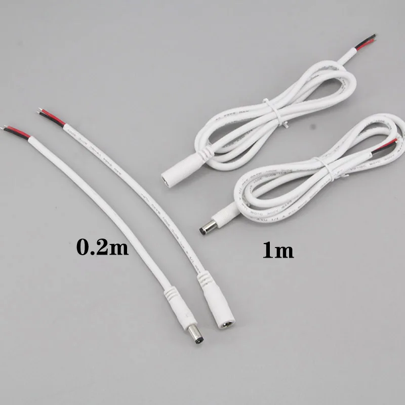 Белый медный провод 0 2 м/1 м 18awg 7A DC папа мама кабель питания удлинитель 5 мм x 1 5525 x2