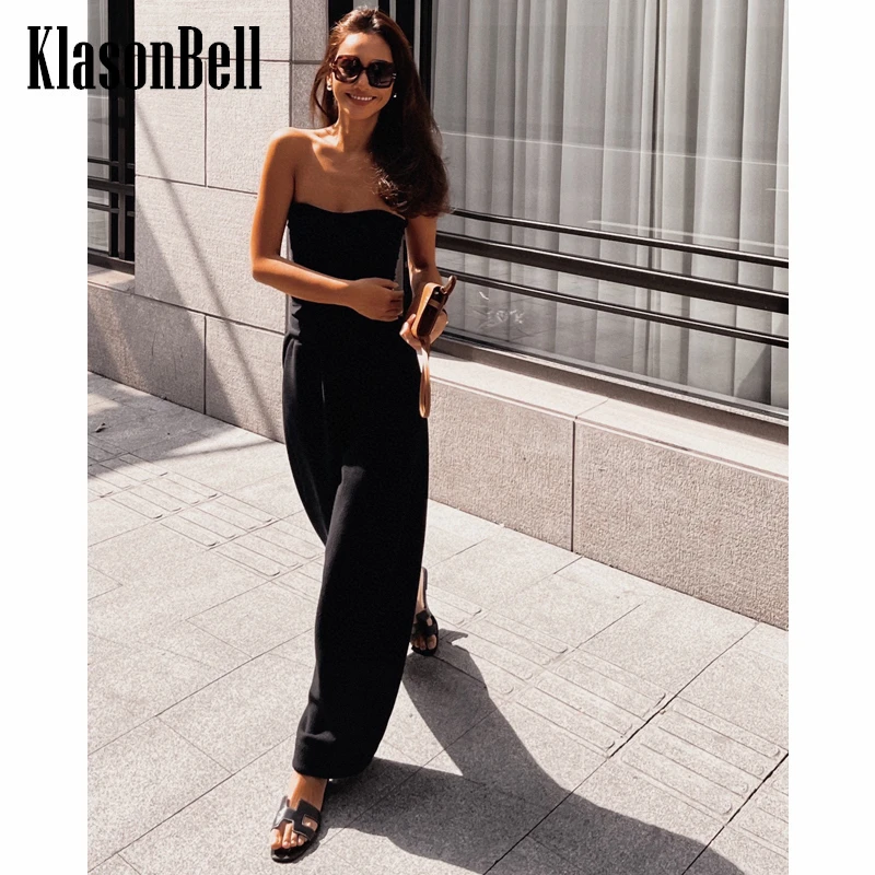 

11.14 KlasonBell High Street Elastic Waist Draped Loose Comfortable Black Wide Leg Pants Women