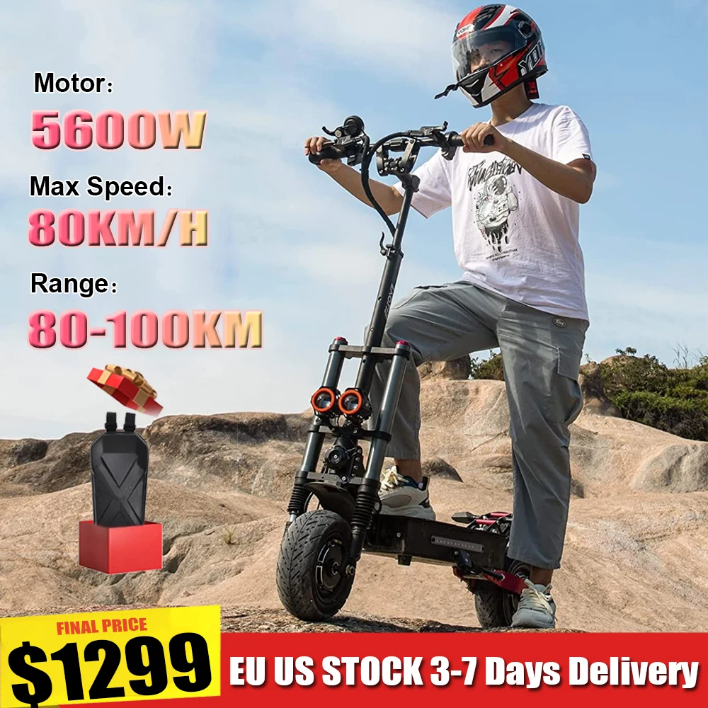 

5600W Dual Motor Electric Scooter 60V 38.4AH Max Speed 80KM/H 120km Long Range 11inch Tire Folding Powerful E-Scooter for Adults