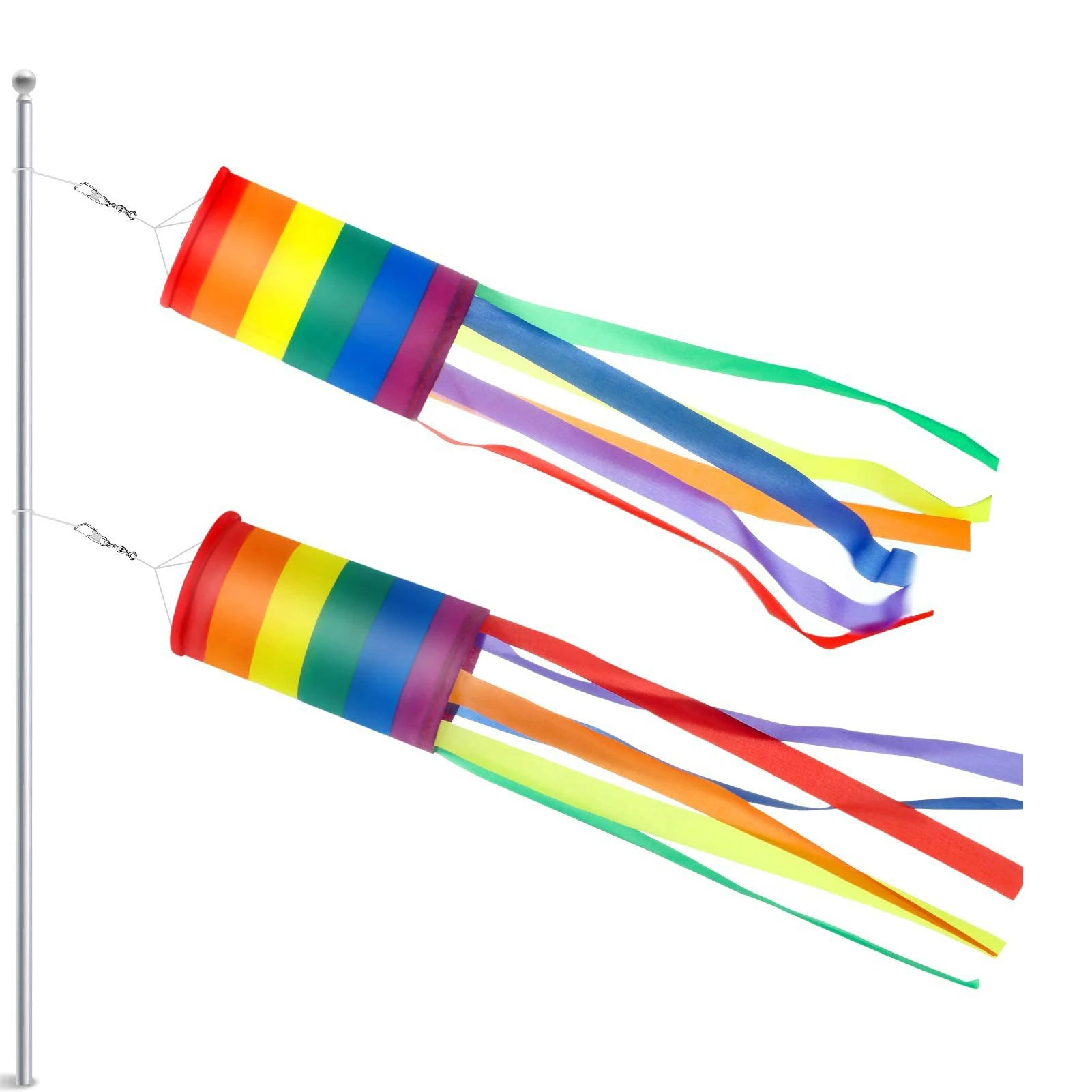 

2pcs 40inch Reusable With Hook Durable UV Resistant Heavy Duty Outdoor Garden Hanging Decor Home Lawn Yard Rainbow Windsock