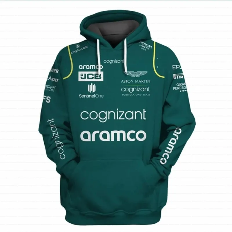

2023 men's and women's green zippered sweater, racing Sportswear, Formula One