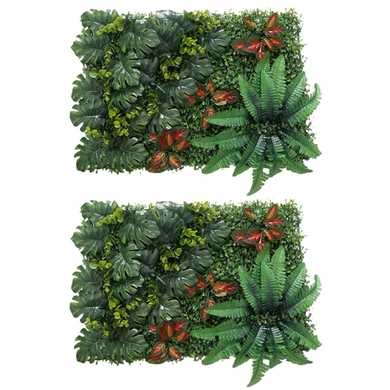 

2X Artificial Grass DIY Miniature Lawn, Garden Ornament, Red Leaves