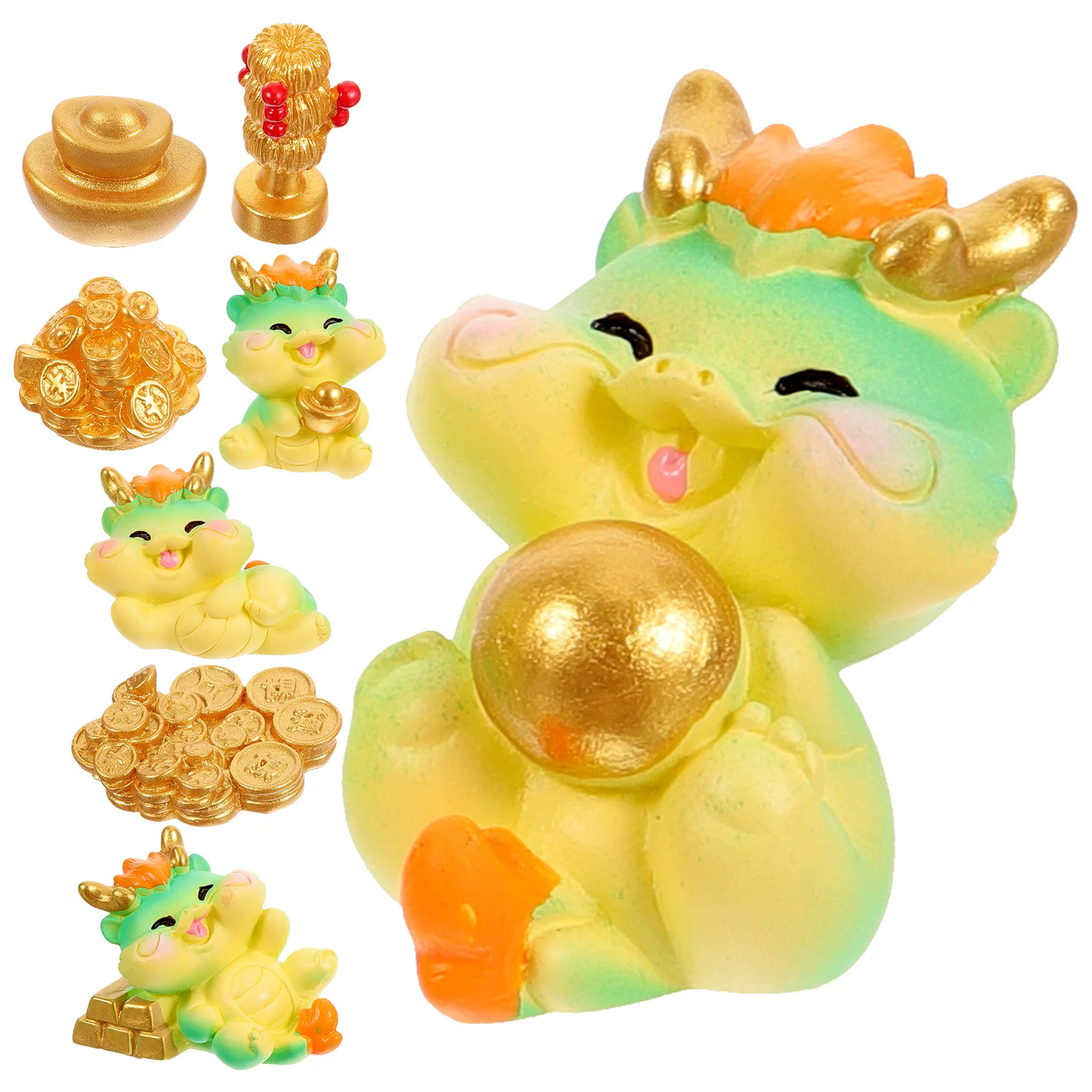 

8 pcs Mini Desktop Ornament Mini Dragon Statue Miniature Dragon Ornament Adorable Dragon Decors